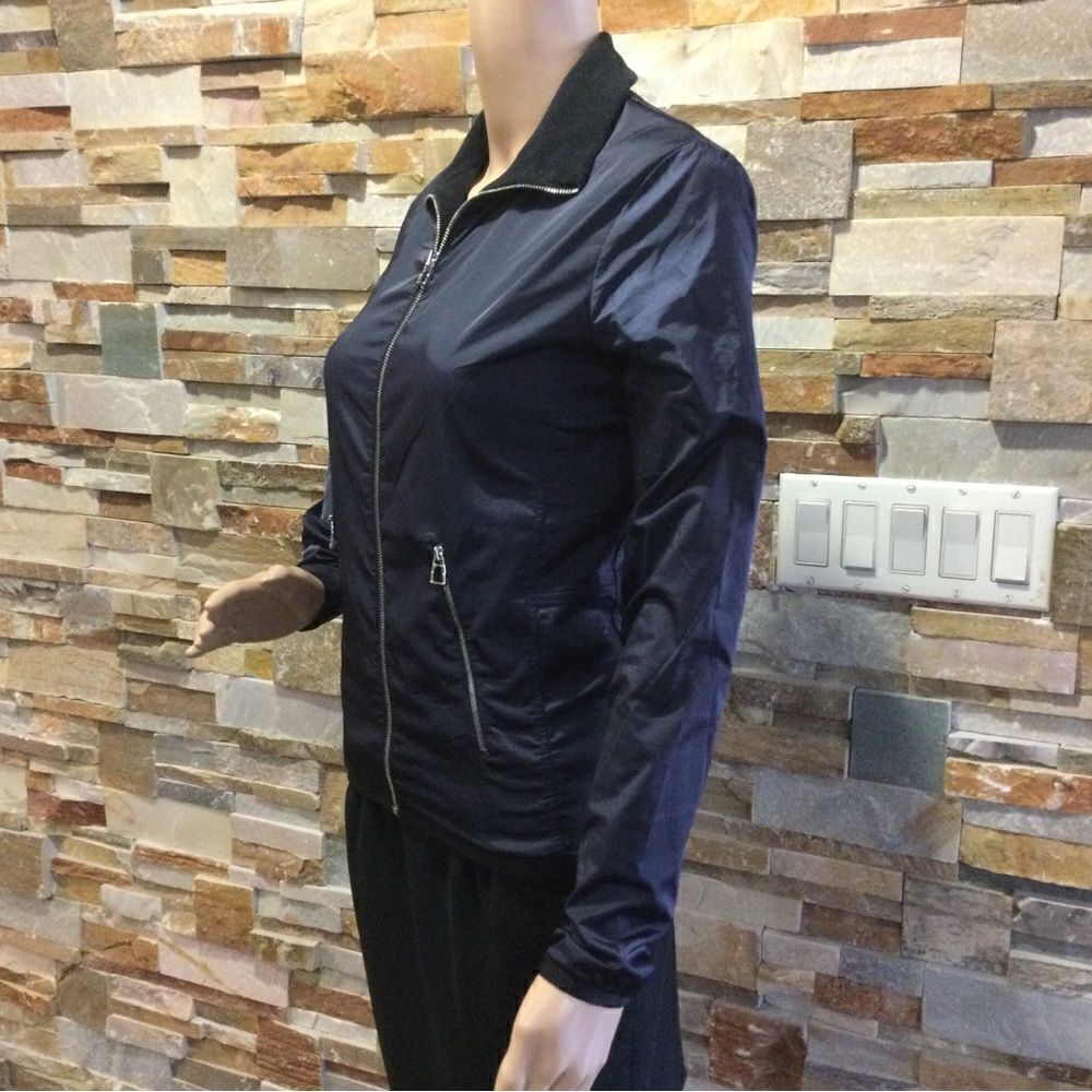 HERMES SELLIER Navy Nylon and Fleece Lined Light Zip Jacket - Picture 2 of 12